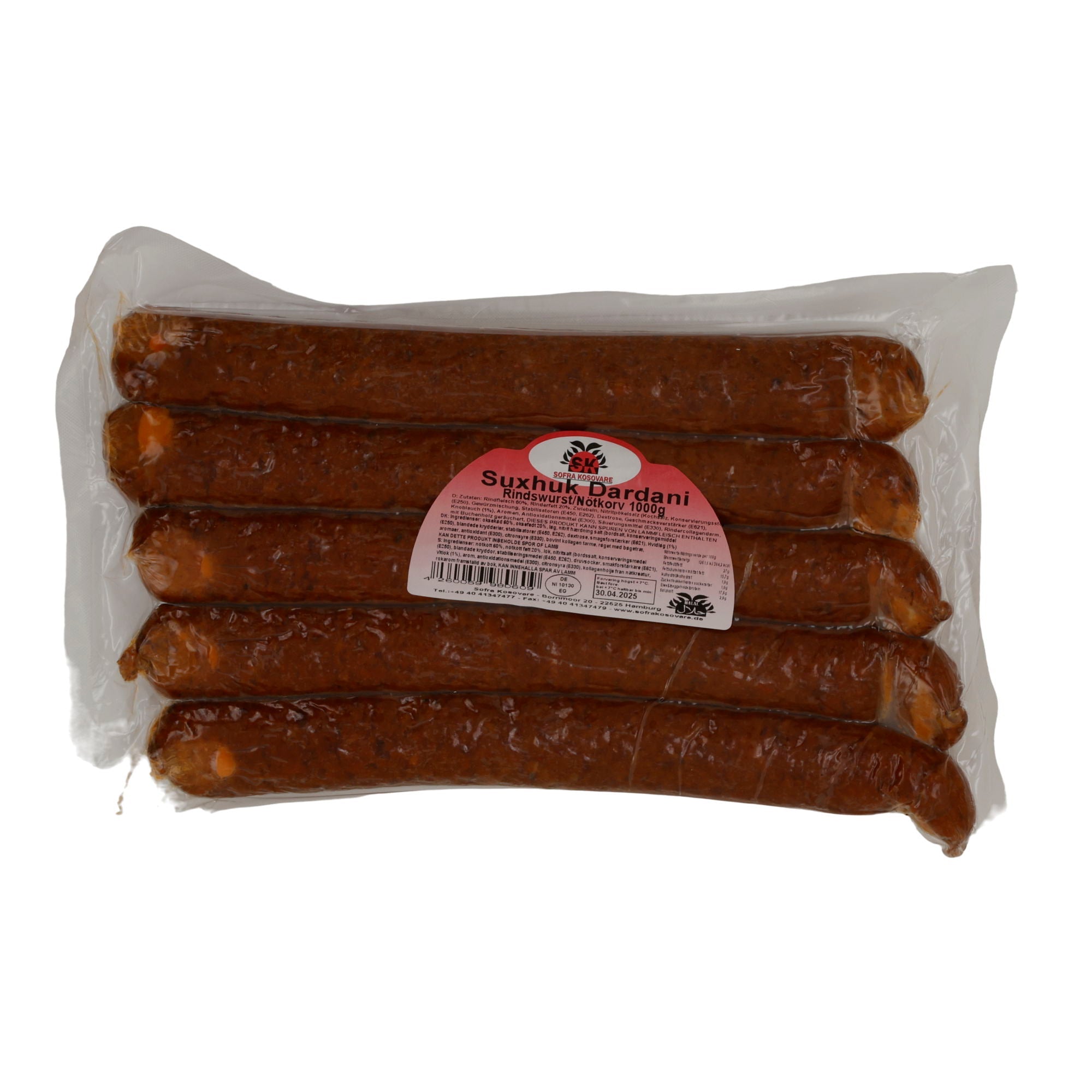 Rinderwurst Suxhuk | Dardani | Luftgetrocknet, würzig | 1000 g SOFRA KOSOVARE